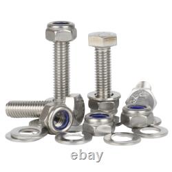 Hex Head Set Screws M6 M8 M10 Fully Threaded Bolts Nyloc Nuts Washers Stls Steel