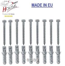 Hexagonal Head Wood Coach Screws Bolts Zinc Plated + Nylon Rawl Plug All Length