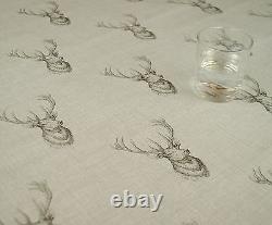 Highland Stag Head Grey Vinyl Wipe Clean Pvc Tablecloth