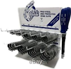 Hose Clips with Dispenser Rack Stand and 3 Flexible Drivers Clamp 100 x Jubilee