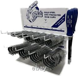 Hose Clips with Dispenser Rack Stand and 3 Flexible Drivers Clamp 100 x Jubilee