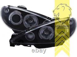 LED Angel Eyes Scheinwerfer für Peugeot 206 206CC Cabrio SW Break schwarz für H7