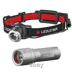 LED Lenser H8R Rechargeable Head Torch Lamp + Free SL Pro 220 Torch