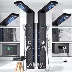 LED Shower Panel Column Tower Stainless Steel Mixer Tap Rain Massage Body Jets