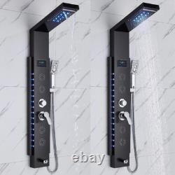 LED Shower Panel Column Tower Stainless Steel Mixer Tap Rain Massage Body Jets