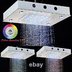 LED Square Shower Head High pressure Rain Waterfall large Overhead Sprayer Tap