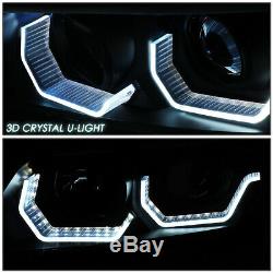 Led 3d Crystal U-halofor 06-08 Bmw 3-series E90 4dr Headlight Head Lamp Black