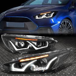 Led Drlfor 15-18 Ford Focus Black/amber Corner Projector Headlight Head Lamps