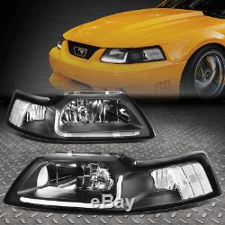 Led Drlfor 99-04 Ford Mustang Black Housing Clear Corner Headlight Head Lamps