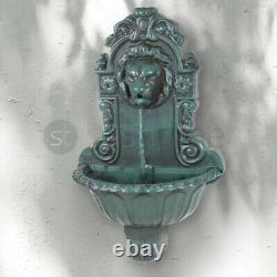 Lion Head Water Feature Bird Bath Water Fountain Antique Green Wall Mounted