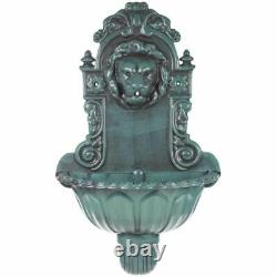 Lion Head Water Feature Bird Bath Water Fountain Antique Green Wall Mounted