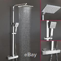 Lois Modern Bathroom Thermostatic Shower Mixer Bar Valve Tap Square Head Exposed