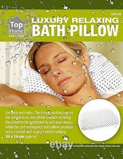 Luxury White Relaxing Spongy Cushioned Bath Spa Pillow Head Neck Rest Bathroom