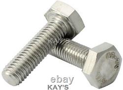 M10 10mm HEXAGON HEAD SET SCREWS FULLY THREADED METRIC BOLTS A2 STAINLESS STEEL