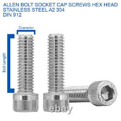 M10 x 120mm CAP HEAD ALLEN BOLTS CAP SOCKET SCREWS A2 STAINLESS STEEL DIN 912