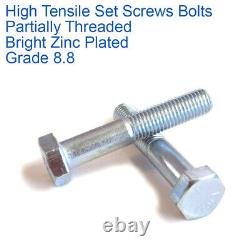 M16 x 110mm HIGH TENSILE HEXAGON PARTIALLY THREADED BOLTS ZINC PLATED DIN 931