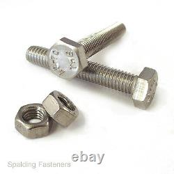 M2(2mmØ) M2.5(2.5mmØ) A2 Stainless Steel Hex Head Fully Threaded Bolts + Nuts