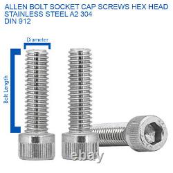 M2 M2.5 M3 M4 Cap Head Allen Bolts Stainless Steel Socket Screw Din 912