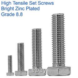 M4 M5 M6 Hexagon Bolts Fully Threaded High Tensile Setscrews Bright Zinc 8.8