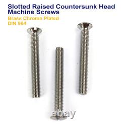 M5 x 50mm SLOTTED RAISED COUNTERSUNK MACHINE SCREWS CHROME PLATED DIN 964