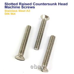 M6 x 70mm SLOTTED RAISED COUNTERSUNK MACHINE SCREWS STAINLESS STEEL DIN 964