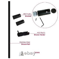 Matt Black Concealed Shower Mixer Ceiling Arm Set Dual Round 12 Head Rail Kit