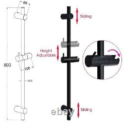 Matt Black Concealed Shower Mixer Ceiling Arm Set Dual Round Head Riser Rail Kit