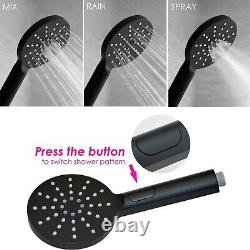 Matt Black Concealed Shower Mixer Ceiling Arm Set Dual Round Head Riser Rail Kit