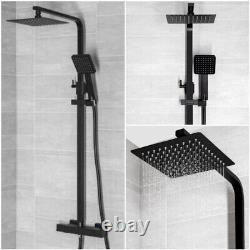 Matte Black 8 200mm Rainfall Shower Square Thermostatic Set Drench Valve Synerg