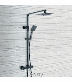 Matte Black 8 200mm Rainfall Shower Square Thermostatic Set Drench Valve Synerg