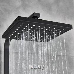 Matte Black Shower Set Bathroom Mixer Tap 8 Square Head Top Spray WithShower Hand