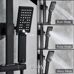 Matte Black Shower Set Bathroom Mixer Tap 8 Square Head Top Spray WithShower Hand