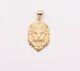 Men's Diamond Cut Lion Head Charm Pendant Real Solid 10k Yellow Gold All Sizes
