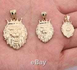 Men's Diamond Cut Lion Head Charm Pendant Real Solid 10K Yellow Gold ALL SIZES