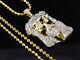 Mens. 75 Ct Real Diamond Jesus Head Pendant In Yellow Gold Finish With Chain