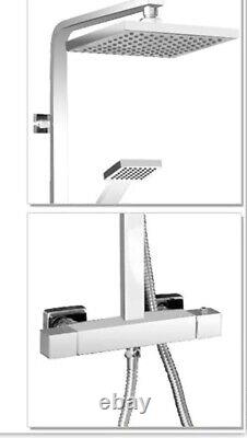 Milan Bathroom Thermostatic Chrome Mixer Shower Set with Twin Head Millan Silver