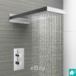 Modern Bathroom Thermostatic Shower Mixer Valve & Waterfall Fixed Head Kit