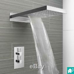 Modern Bathroom Thermostatic Shower Mixer Valve & Waterfall Fixed Head Kit