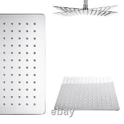 Modern Chrome Bath Shower Mixer Tap & 3 Way Square Shower Rigid Riser Rail Kit