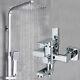 Modern Exposed Shower Mixer Twin Head Large Bar Set Bathroom Square Valve Chrome