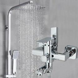 Modern Exposed Shower Mixer Twin Head Large Bar Set Bathroom Square Valve Chrome