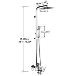 Modern Exposed Shower Mixer Twin Head Large Bar Set Bathroom Square Valve Chrome