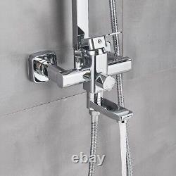 Modern Exposed Shower Mixer Twin Head Large Bar Set Bathroom Square Valve Chrome