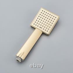 Modern Gold Exposed Bathroom Shower Mixer Twin Head Bar Set Square Valve Brass