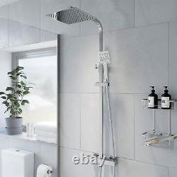 Modern Shower Mixer Thermostatic Exposed Square Bathroom Twin Head Valve Set