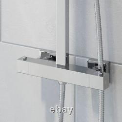 Modern Shower Mixer Thermostatic Exposed Square Bathroom Twin Head Valve Set