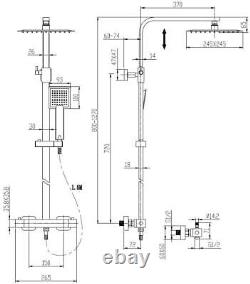 Modern Shower Mixer Thermostatic Exposed Square Bathroom Twin Head Valve Set