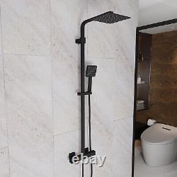 Modern Square Matte Black Exposed Thermostatic Mixer Shower Set With Shower Head
