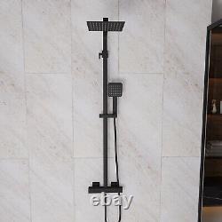 Modern Square Matte Black Exposed Thermostatic Mixer Shower Set With Shower Head