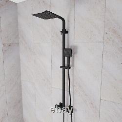 Modern Square Matte Black Exposed Thermostatic Mixer Shower Set With Shower Head